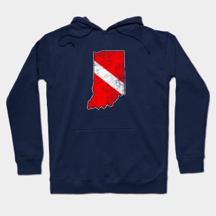 Indiana Dive Flag Scuba Diving State Map Dive Flag Distressed Hoodie